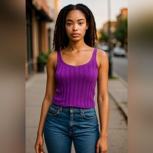 Wilfred Eremia Top Pointelle Knit Tank - Wild Berry Purple